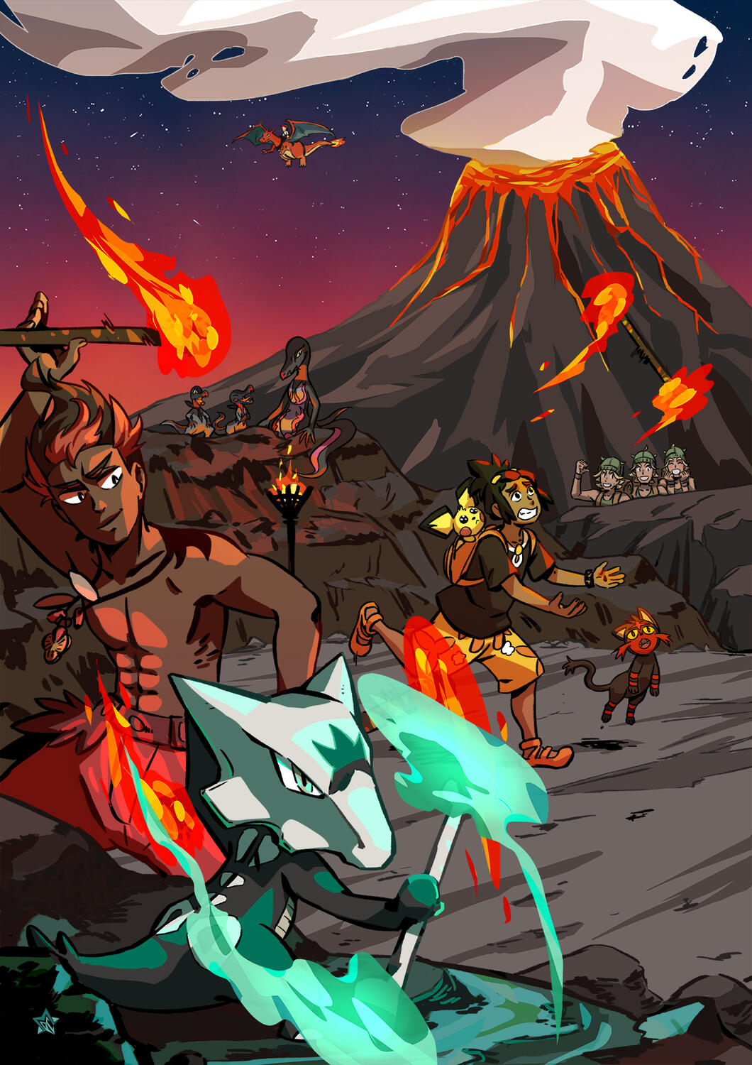 Pocket Monster Illustration - Volcano