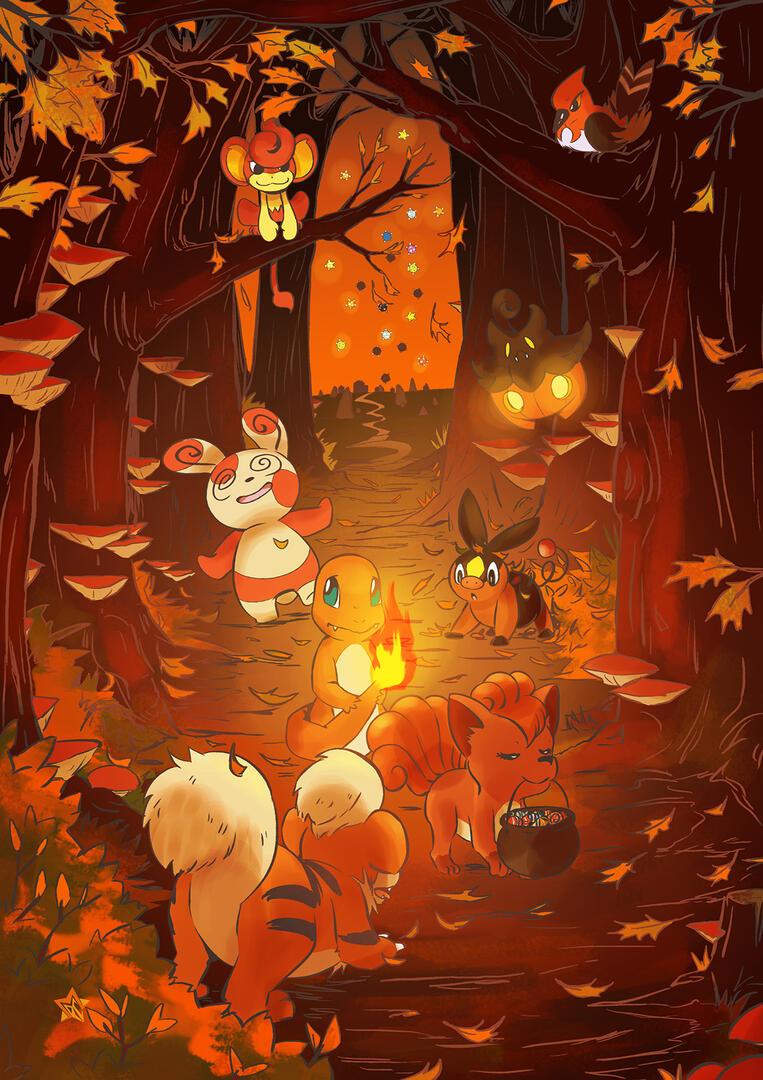 Pocket Monster Illustration - Fire Type Pocket Monster Illustration - Fire Type