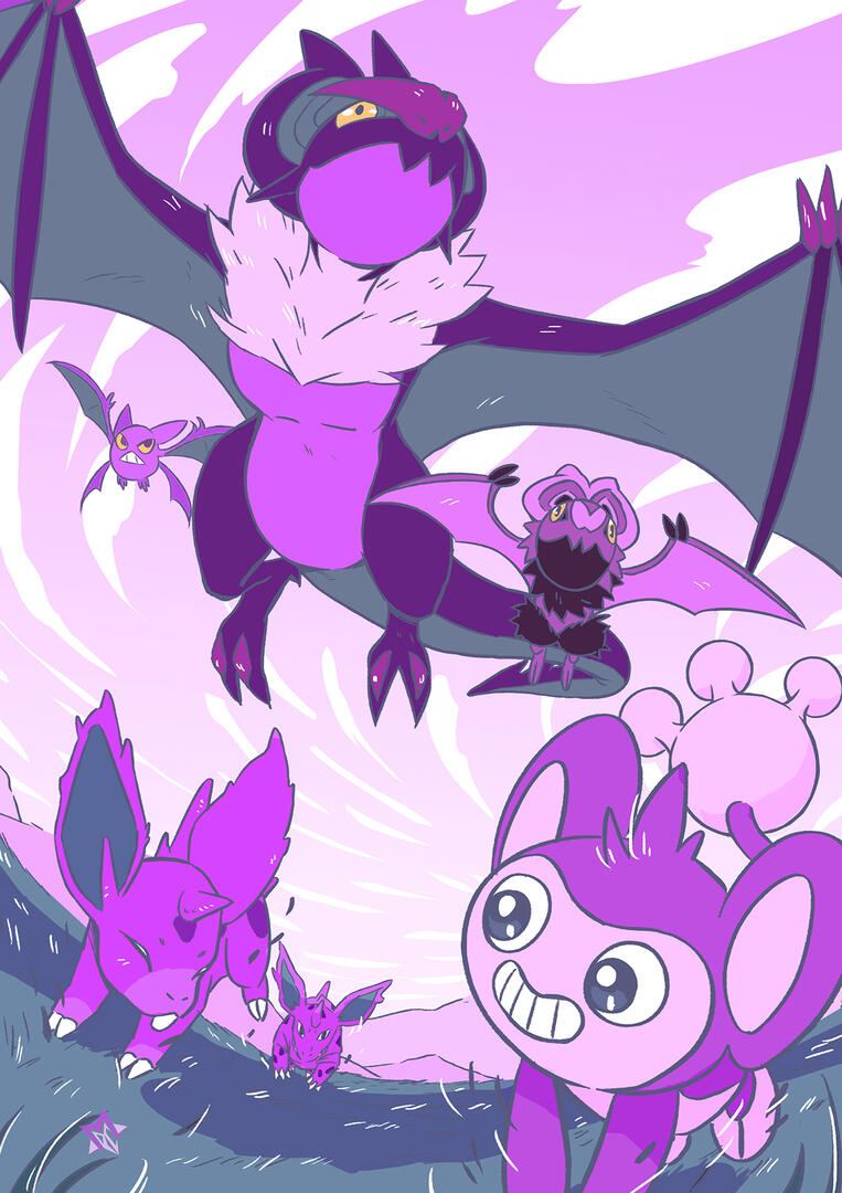 Pocket Monster Illustration - Purple